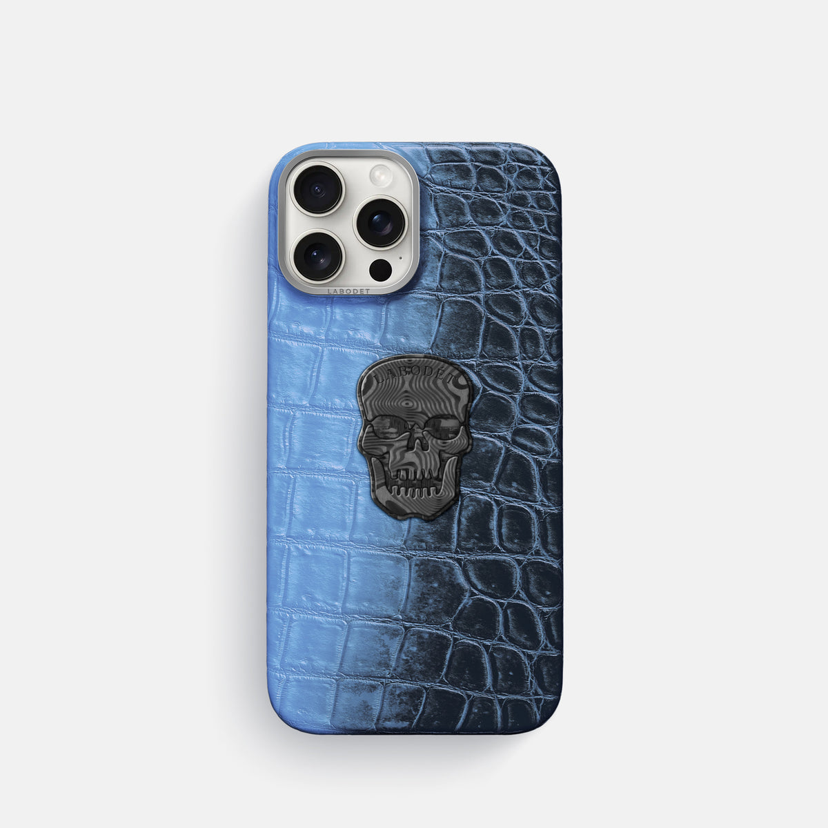 Lavender iPhone 16 Pro Classic Case Himalayan Crocodile with Steel Metal -1 | Lavender-Steel