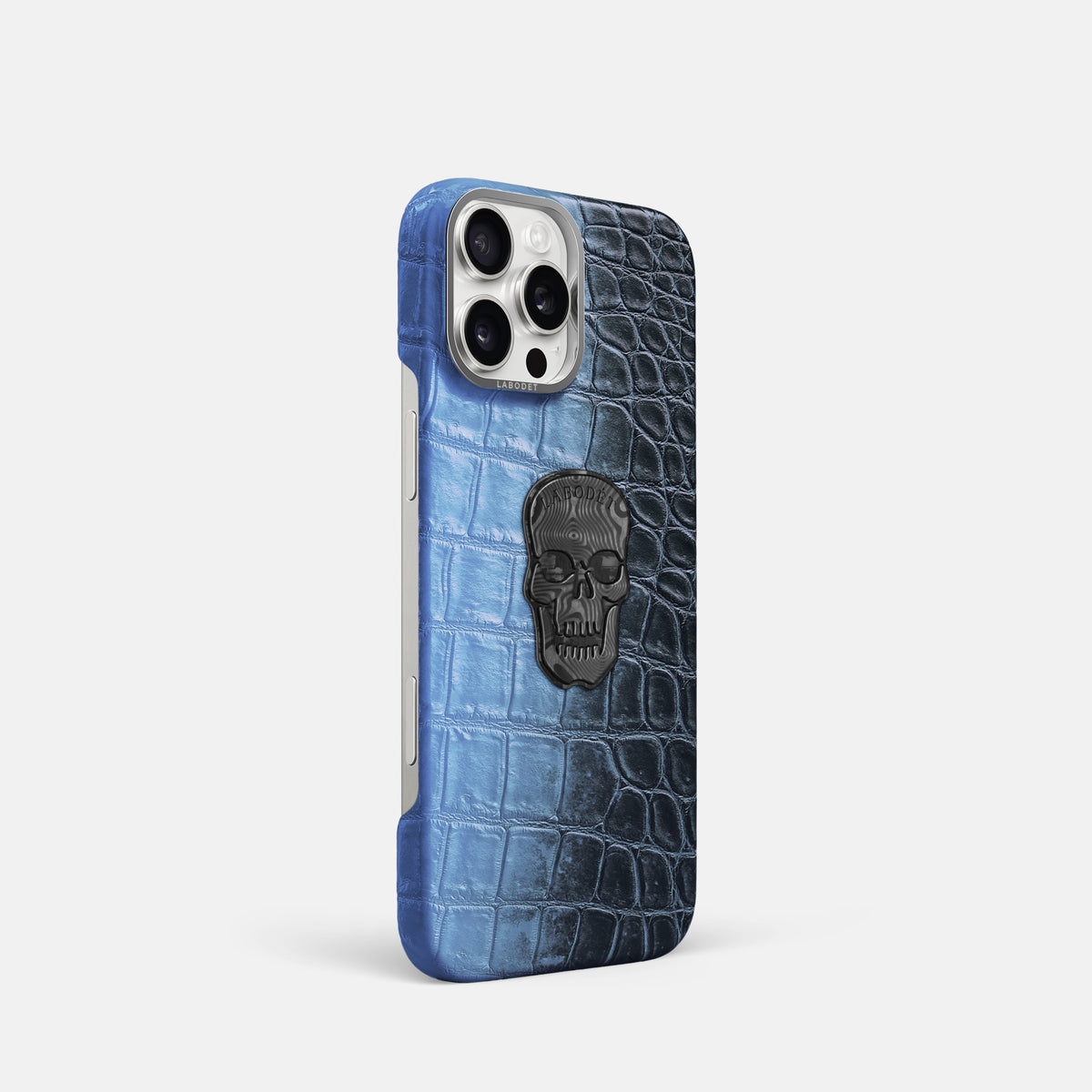 Lavender iPhone 16 Pro Classic Case Himalayan Crocodile with Steel Metal -2 | Lavender-Steel