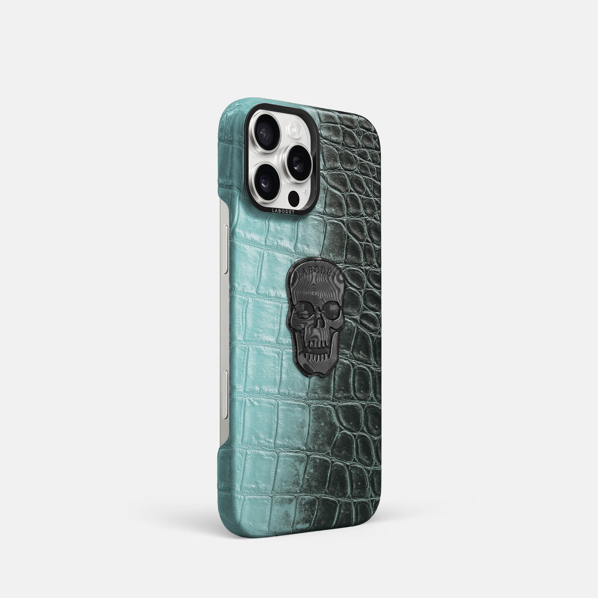 Light-Mint iPhone 16 Pro Classic Case Himalayan Crocodile with Black Metal -2 | Light-Mint-Black