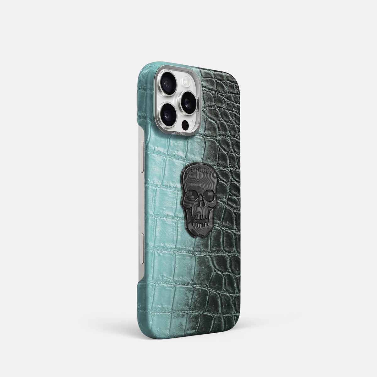 Light-Mint iPhone 16 Pro Classic Case Himalayan Crocodile with Steel Metal -2 | Light-Mint-Steel