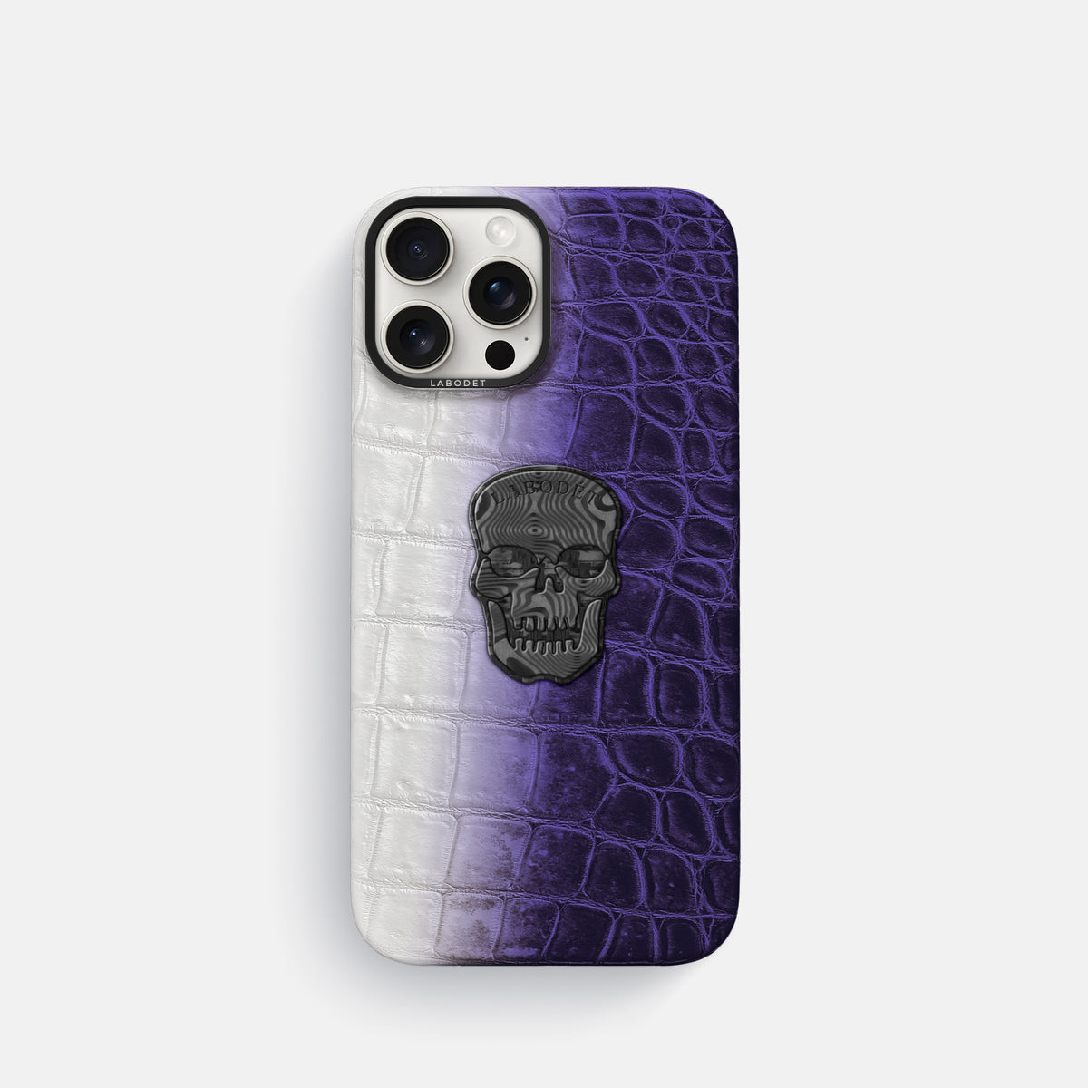 Purple iPhone 16 Pro Classic Case Himalayan Crocodile with Black Metal -1 | Purple-Black