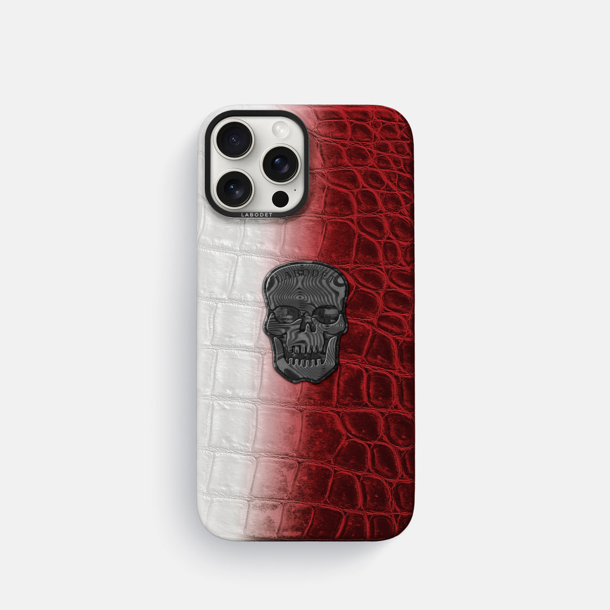 Red iPhone 16 Pro Classic Case Himalayan Crocodile with Black Metal -1 | Red-Black