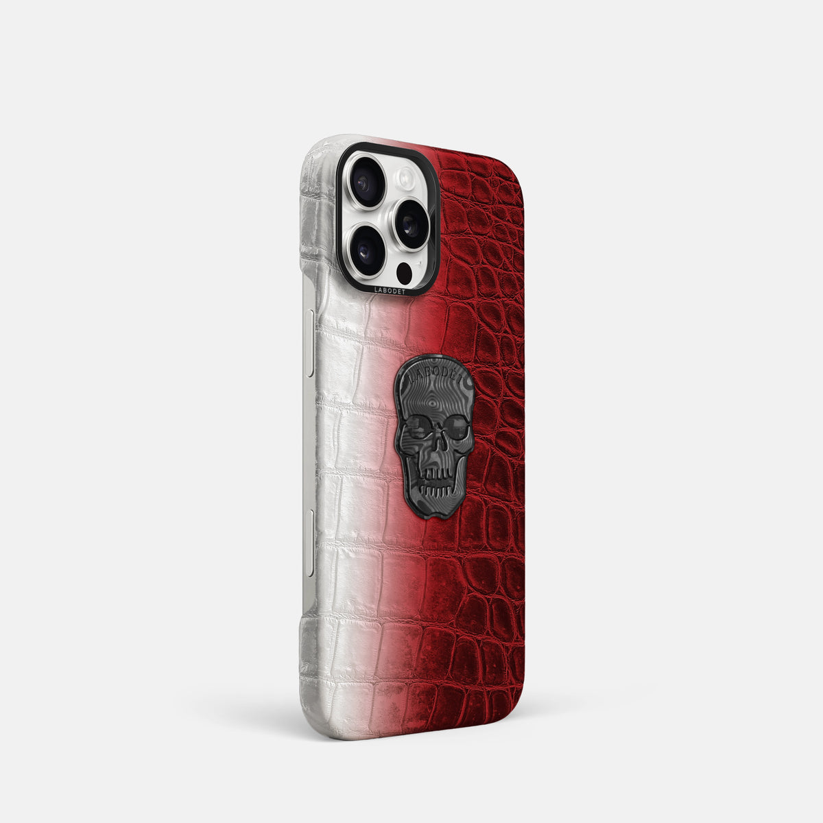 Red iPhone 16 Pro Classic Case Himalayan Crocodile with Black Metal -2 | Red-Black