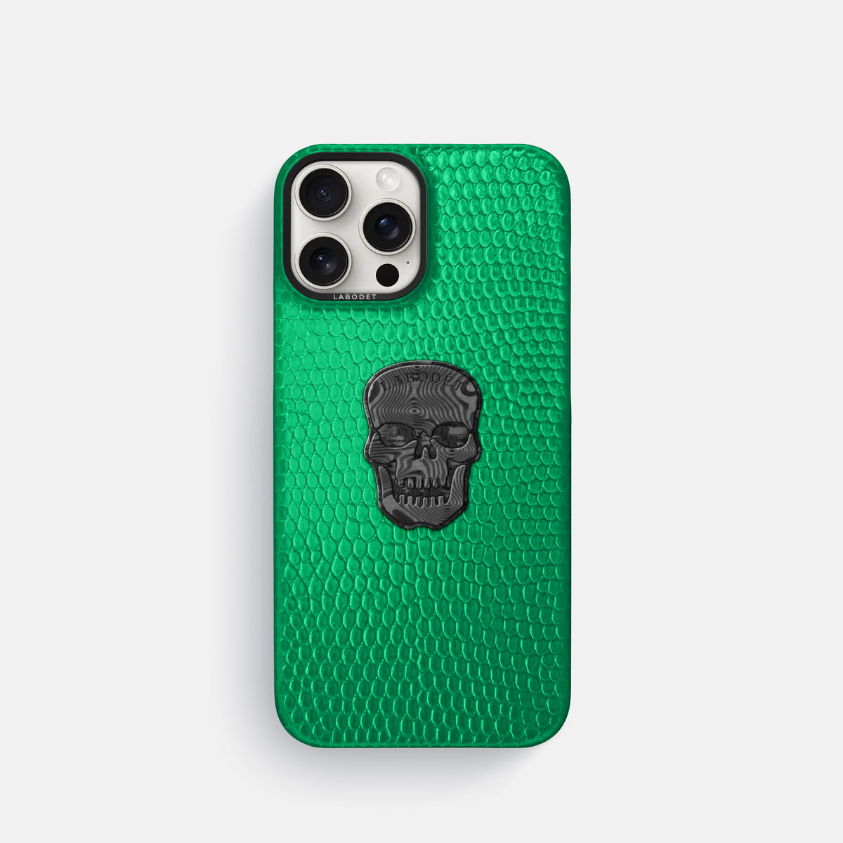 Apple-Green iPhone 16 Pro Classic Case Lizard with Black Metal -1 | Apple-Green-Black
