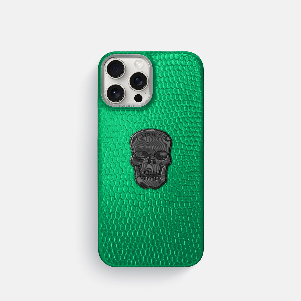 Apple-Green iPhone 16 Pro Classic Case Lizard with Steel Metal -1 | Apple-Green-Steel