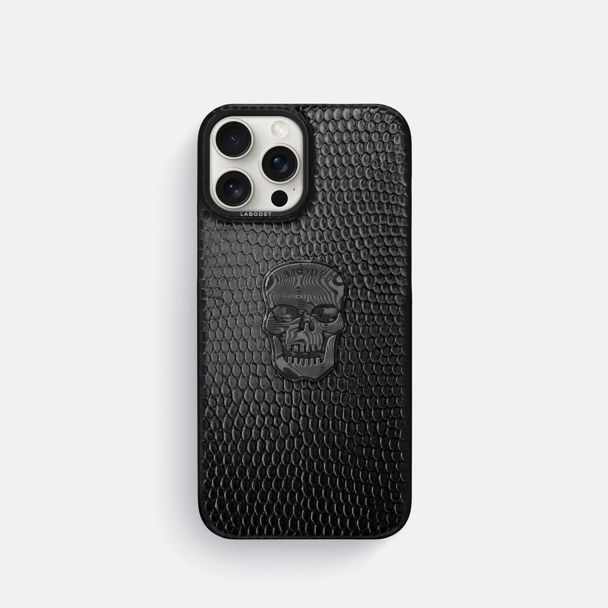Black iPhone 16 Pro Classic Case Lizard with Black Metal -1 | Black-Black