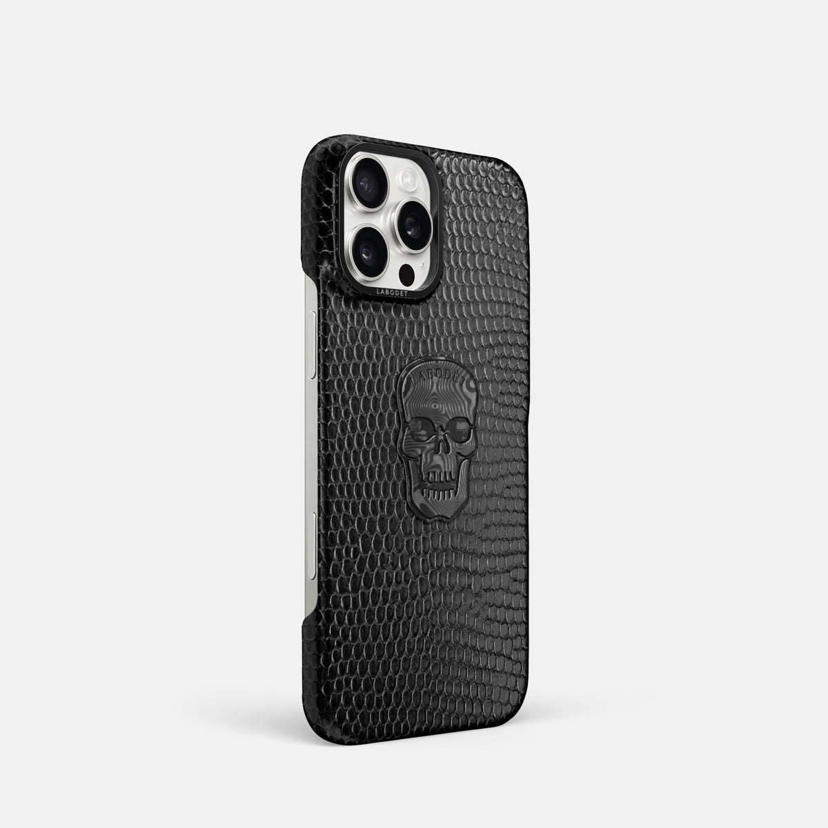 Black iPhone 16 Pro Classic Case Lizard with Black Metal -2 | Black-Black
