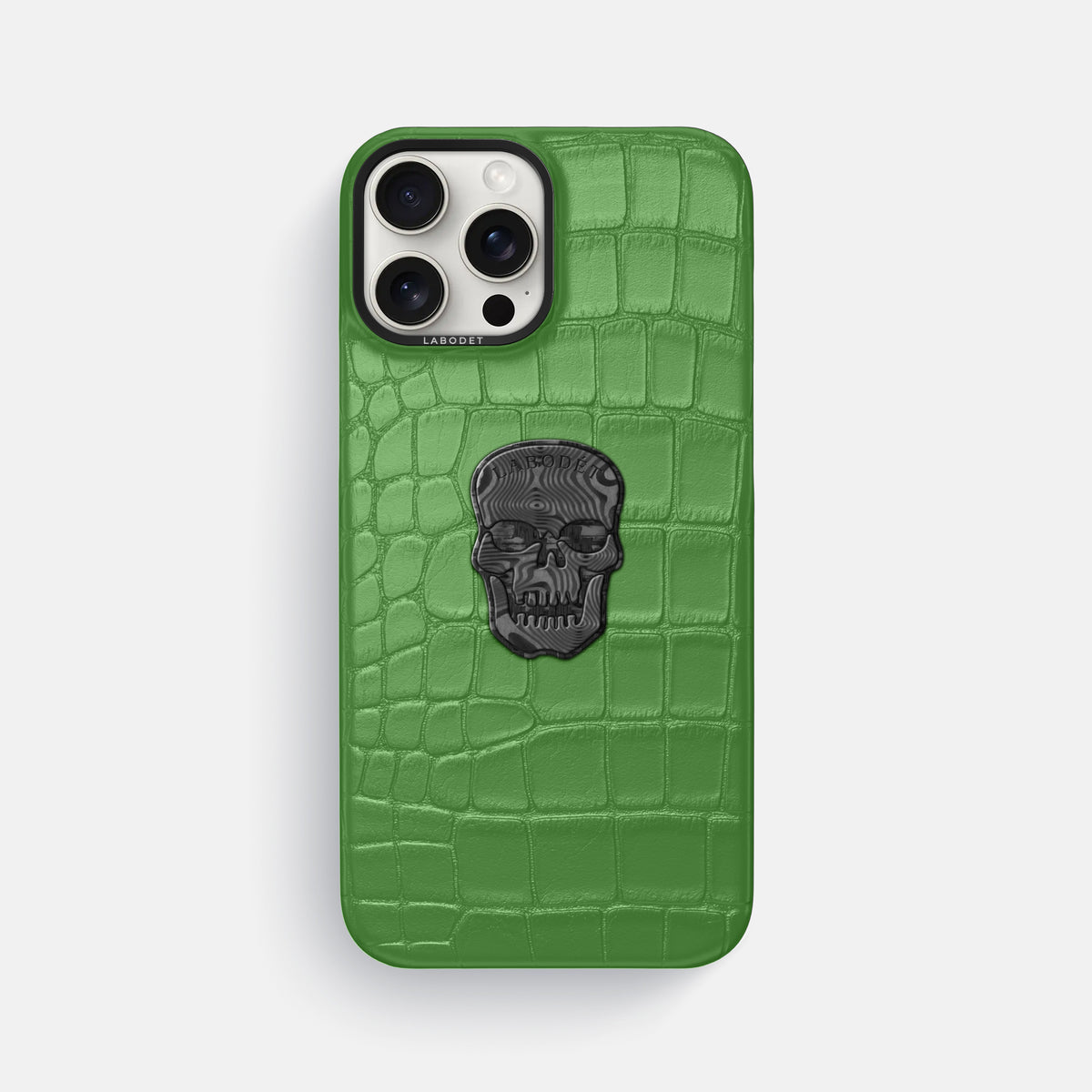 Apple-Green iPhone 16 Pro Max Classic Case Alligator with Black Metal -1 | Apple-Green-Black