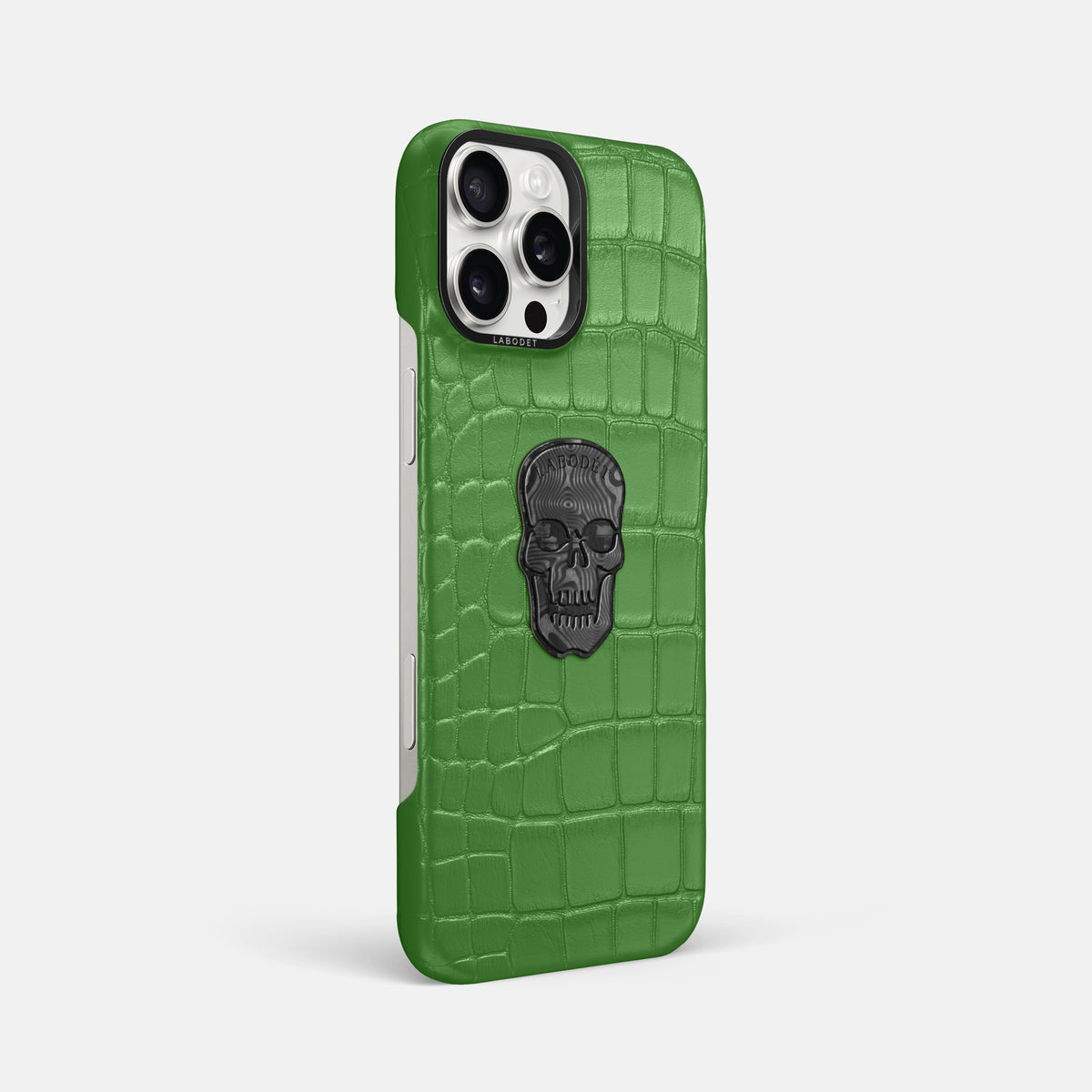 Apple-Green iPhone 16 Pro Max Classic Case Alligator with Black Metal -2 | Apple-Green-Black