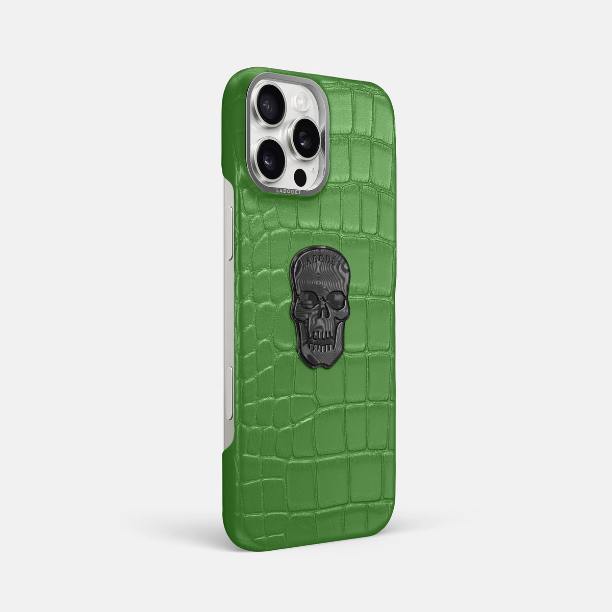 Apple-Green iPhone 16 Pro Max Classic Case Alligator with Steel Metal -2 | Apple-Green-Steel