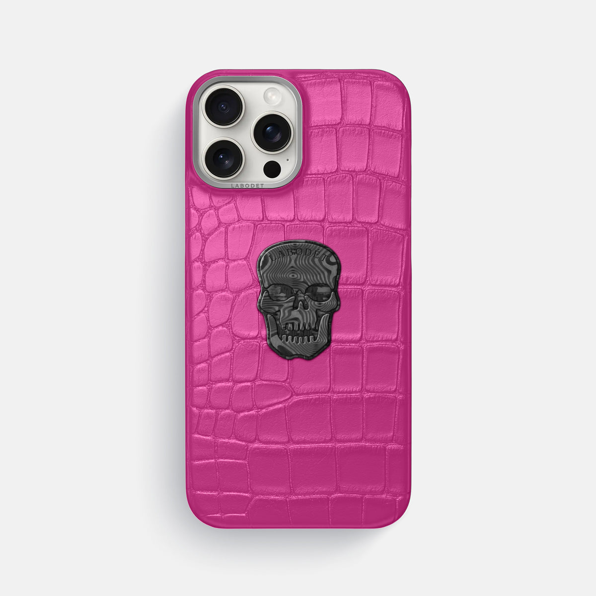 Fuchsia iPhone 16 Pro Max Classic Case Alligator with Steel Metal -1 | Fuchsia-Steel