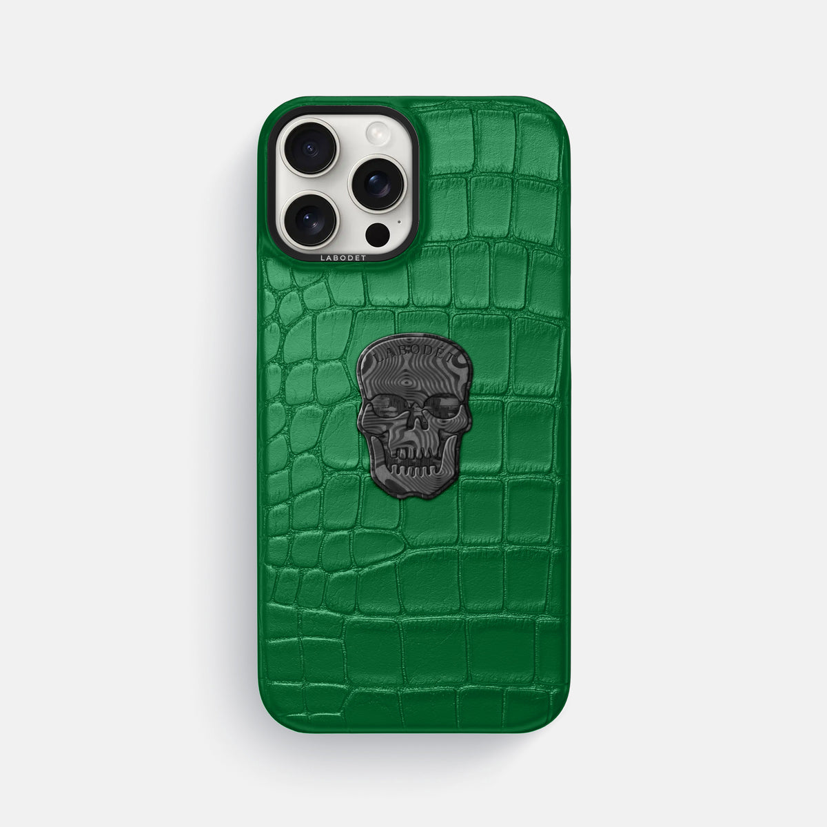 Forest-Green iPhone 16 Pro Max Classic Case Alligator with Black Metal -1 | Forest-Green-Black
