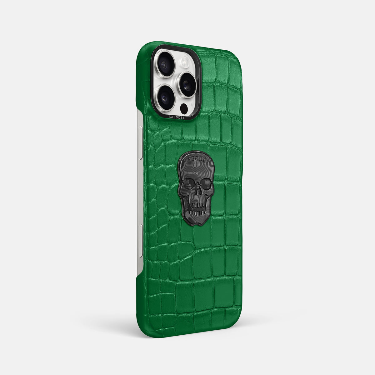 Forest-Green iPhone 16 Pro Max Classic Case Alligator with Black Metal -2 | Forest-Green-Black