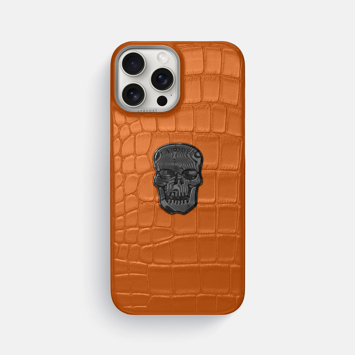 Orange iPhone 16 Pro Max Classic Case Alligator with Steel Metal -1 | Orange-Steel