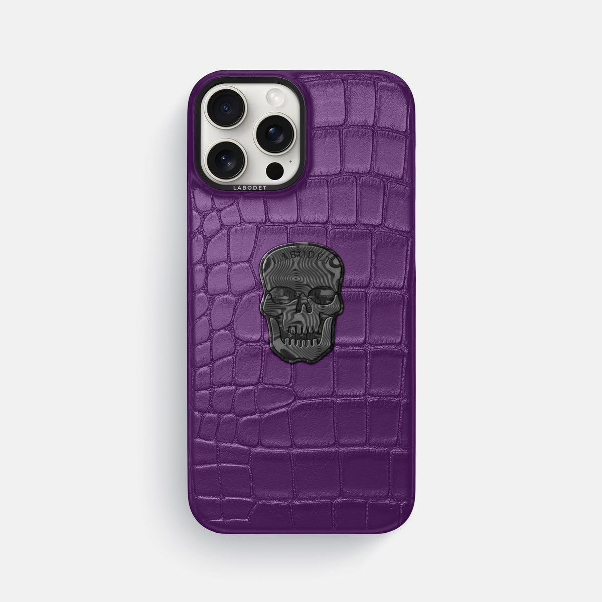 Purple iPhone 16 Pro Max Classic Case Alligator with Black Metal -1 | Purple-Black