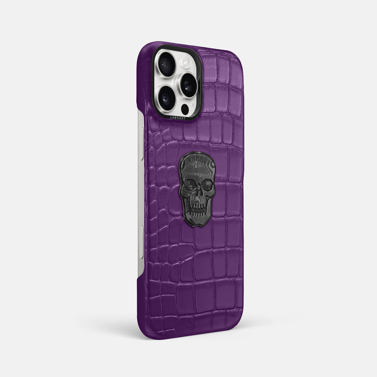 Purple iPhone 16 Pro Max Classic Case Alligator with Black Metal -2 | Purple-Black