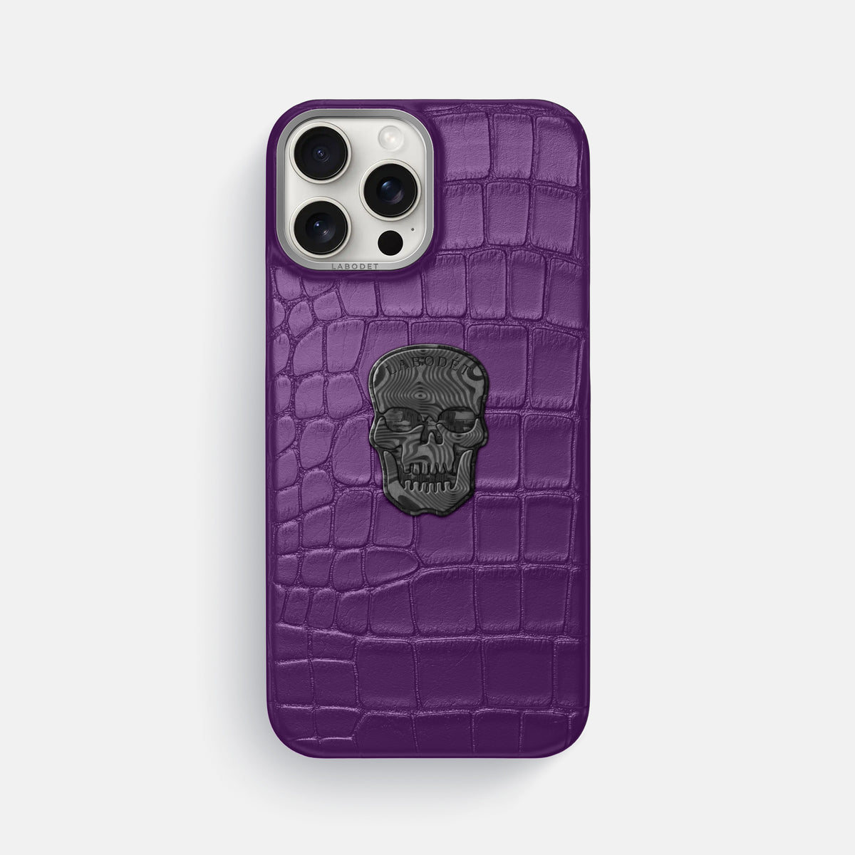 Purple iPhone 16 Pro Max Classic Case Alligator with Steel Metal -1 | Purple-Steel
