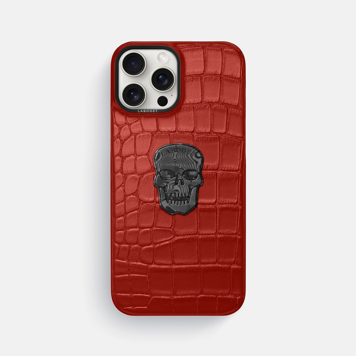 Red iPhone 16 Pro Max Classic Case Alligator with Black Metal -1 | Red-Black