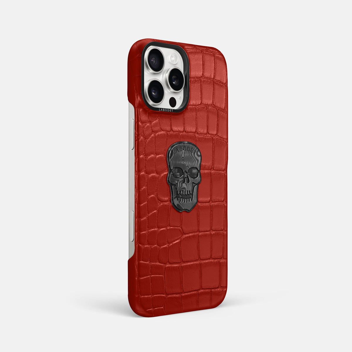 Red iPhone 16 Pro Max Classic Case Alligator with Black Metal -2 | Red-Black