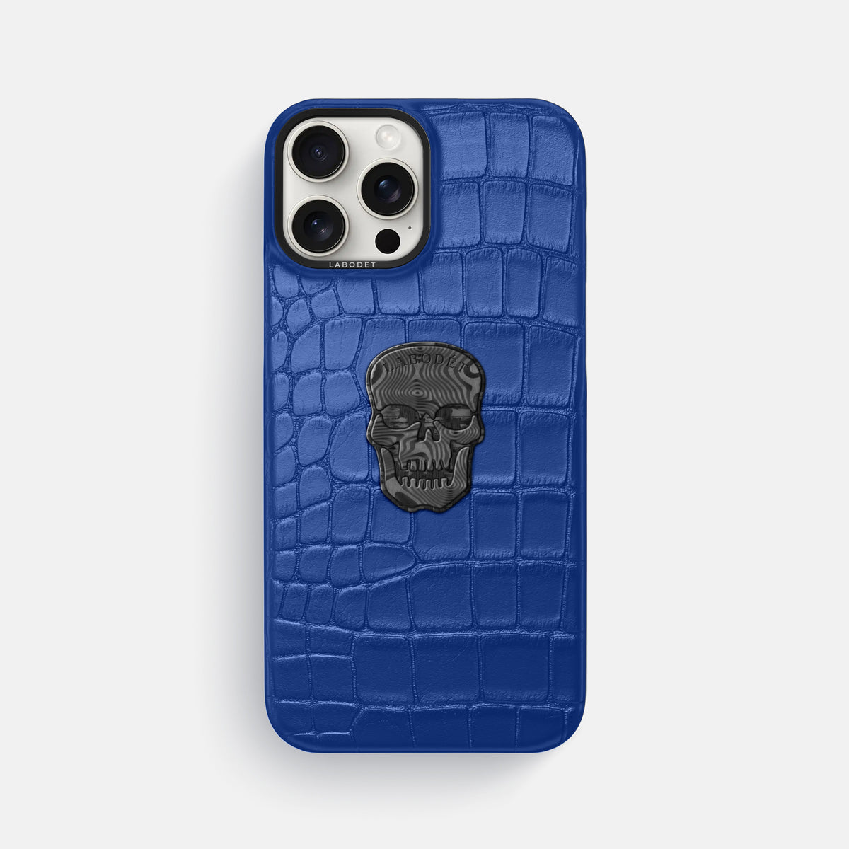 Royal Blue iPhone 16 Pro Max Classic Case Alligator with Black Metal -1 | Royal-Blue-Black