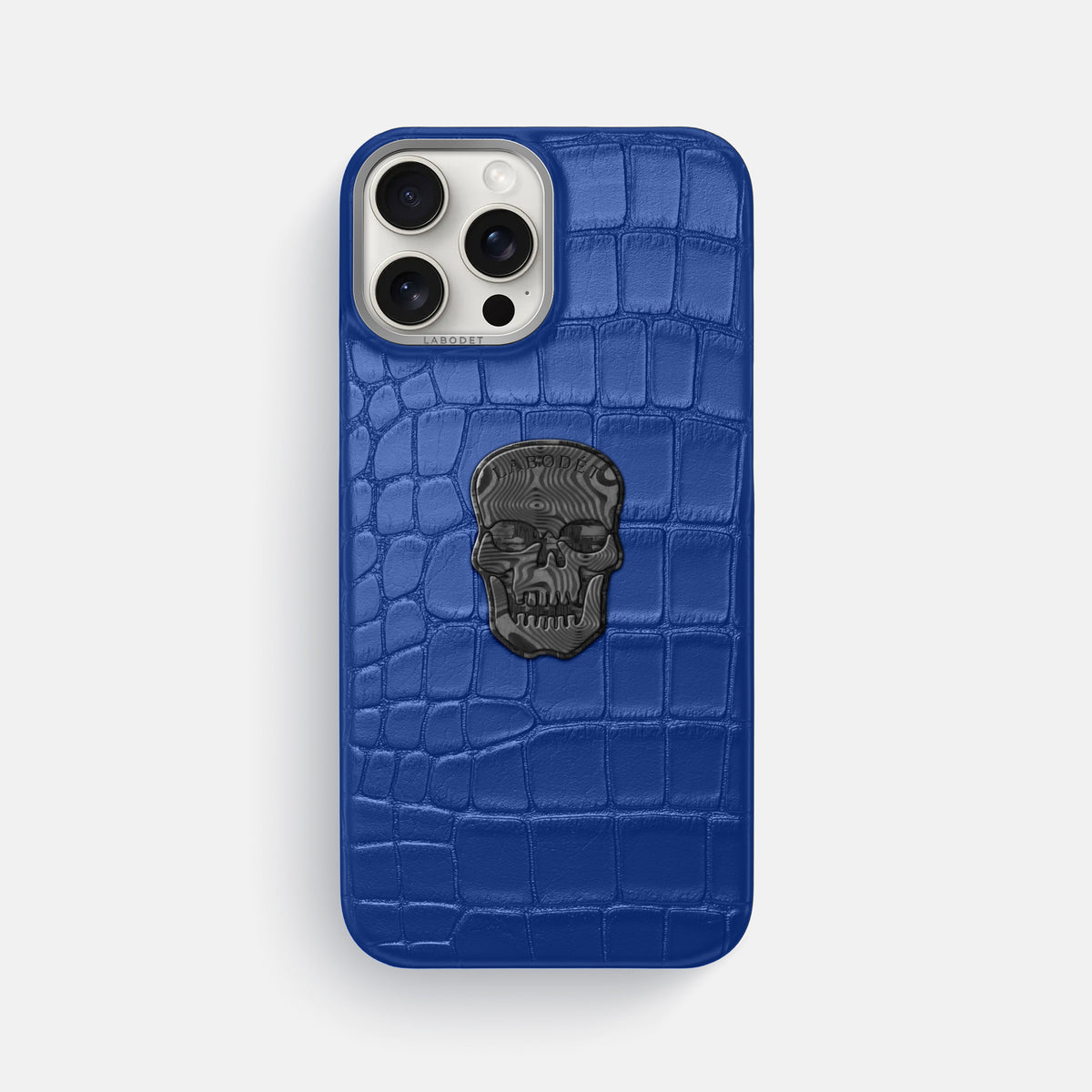 Royal Blue iPhone 16 Pro Max Classic Case Alligator with Steel Metal -1 | Royal-Blue-Steel