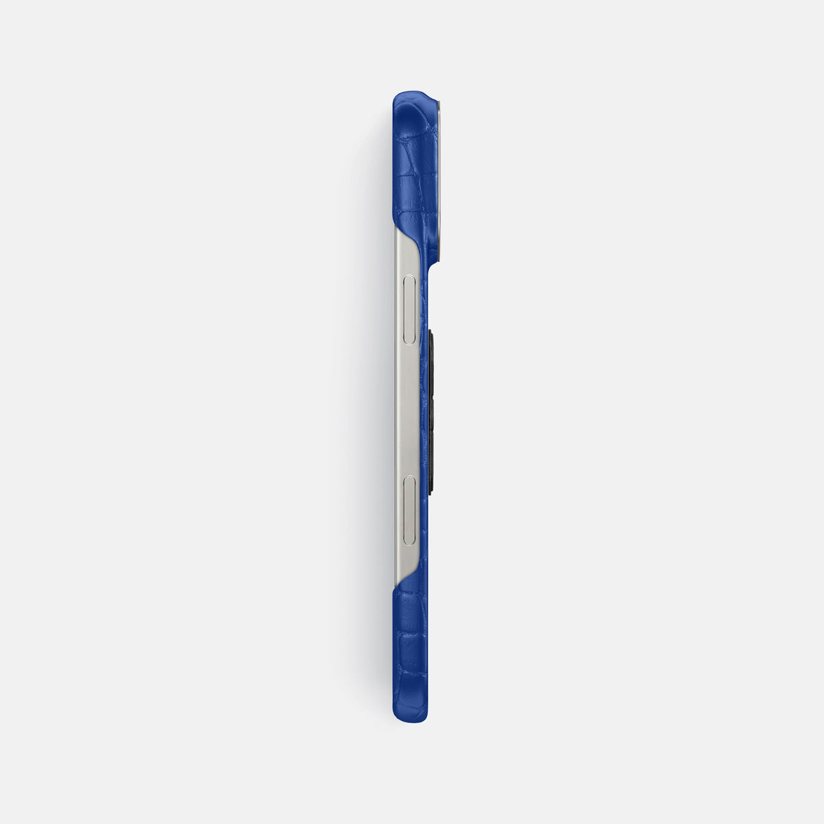 Royal Blue iPhone 16 Pro Max Classic Case Alligator with Steel Metal -3 | Royal-Blue-Steel
