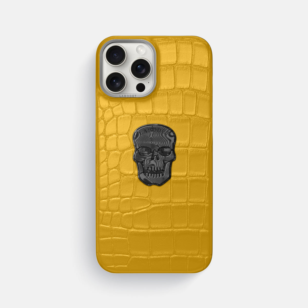 Yellow iPhone 16 Pro Max Classic Case Alligator with Steel Metal -1 | Yellow-Steel