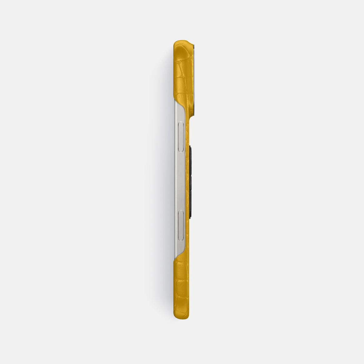 Yellow iPhone 16 Pro Max Classic Case Alligator with Steel Metal -3 | Yellow-Steel