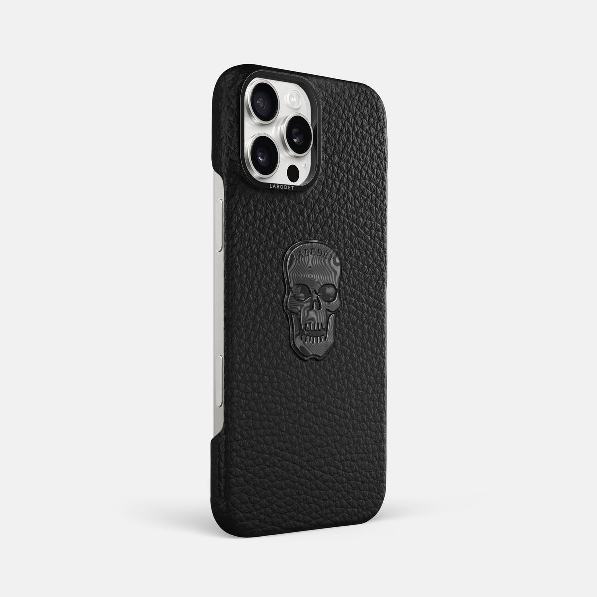 Black iPhone 16 Pro Max Classic Case Calf with Black Metal -2 | Black-Black