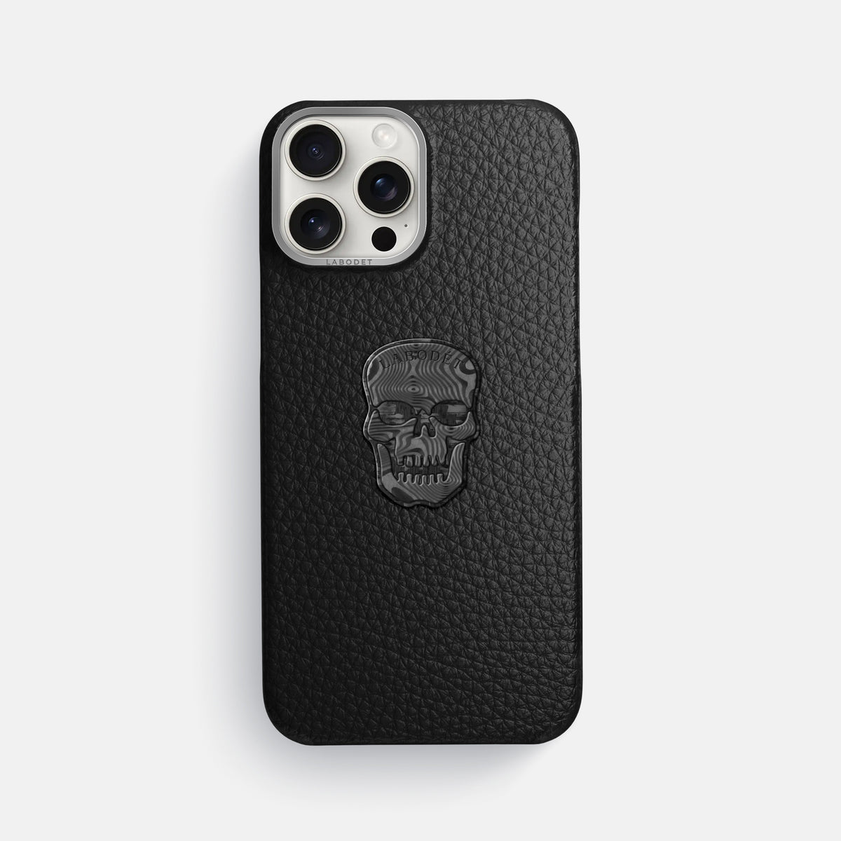 Black iPhone 16 Pro Max Classic Case Calf with Steel Metal -1 | Black-Steel