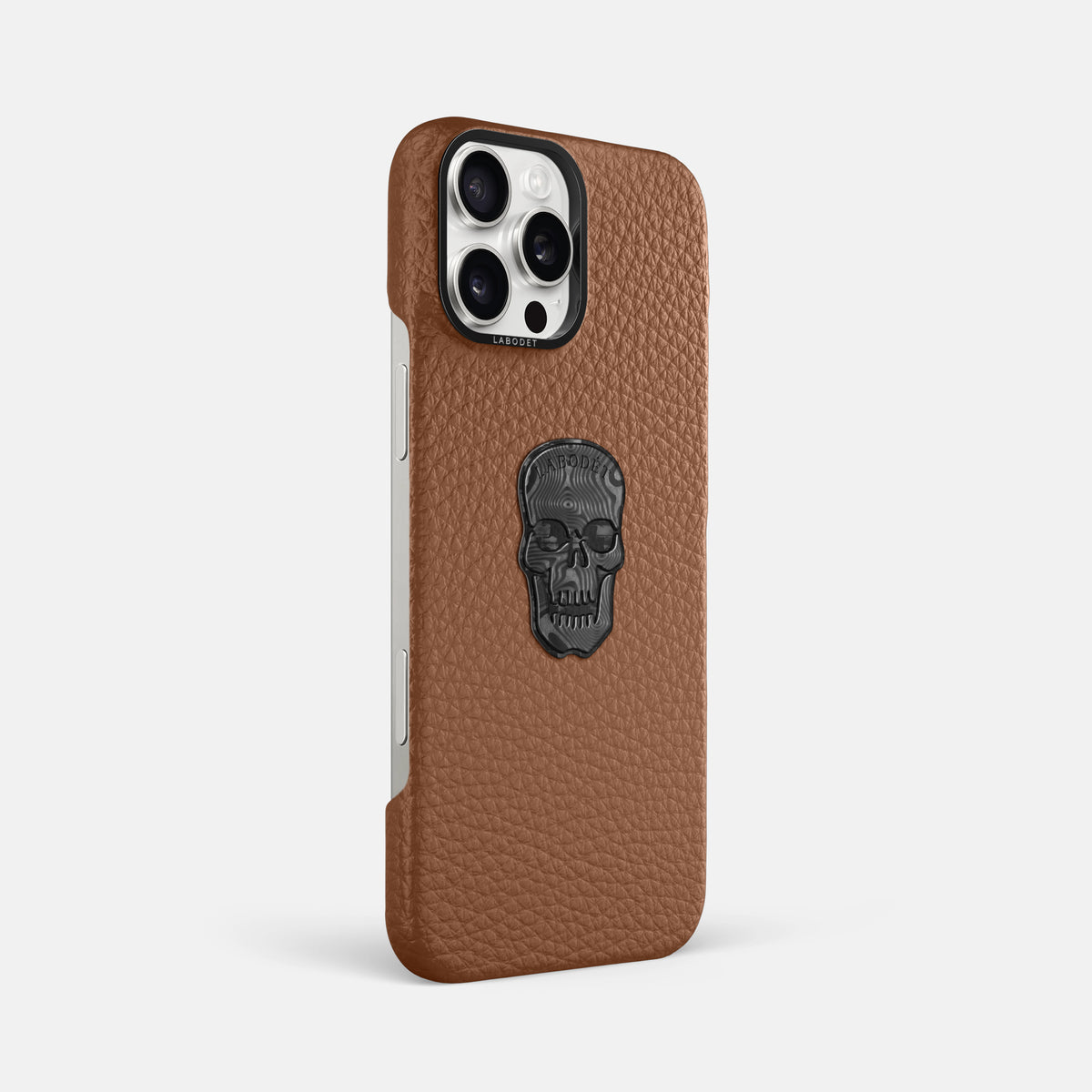 Caramel iPhone 16 Pro Max Classic Case Calf with Black Metal -2 | Caramel-Black