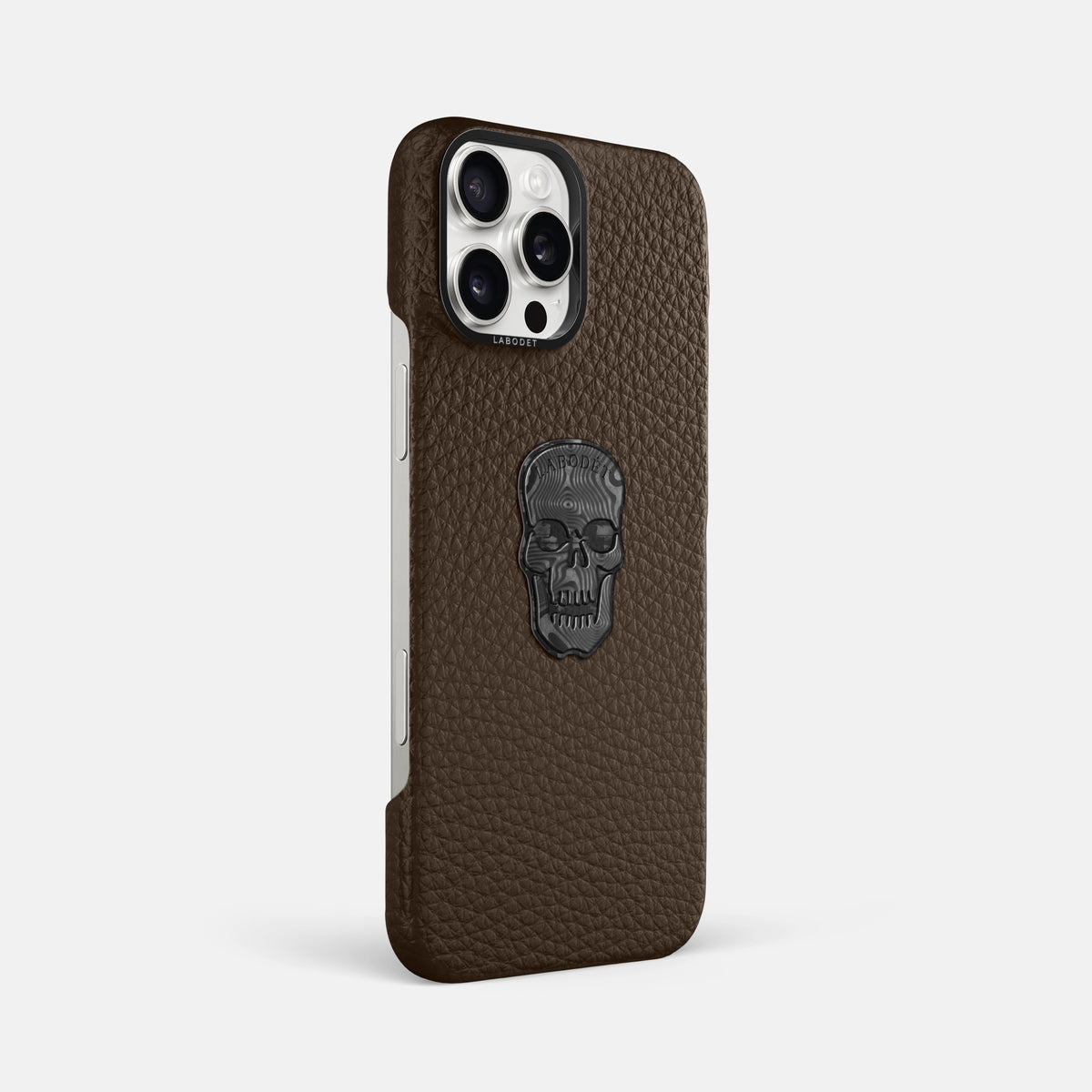 Dark Brown iPhone 16 Pro Max Classic Case Calf with Black Metal -2 | Dark-Brown-Black