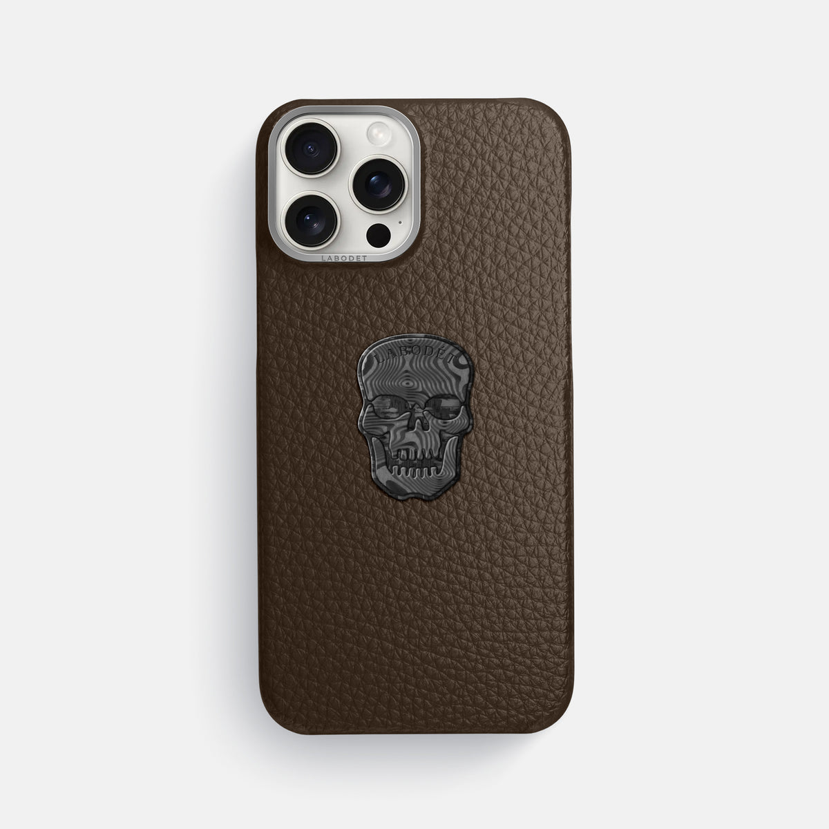 Dark Brown iPhone 16 Pro Max Classic Case Calf with Steel Metal -1 | Dark-Brown-Steel