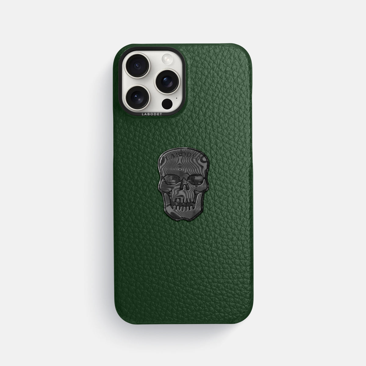 Dark Green iPhone 16 Pro Max Classic Case Calf with Black Metal -1 | Dark-Green-Black