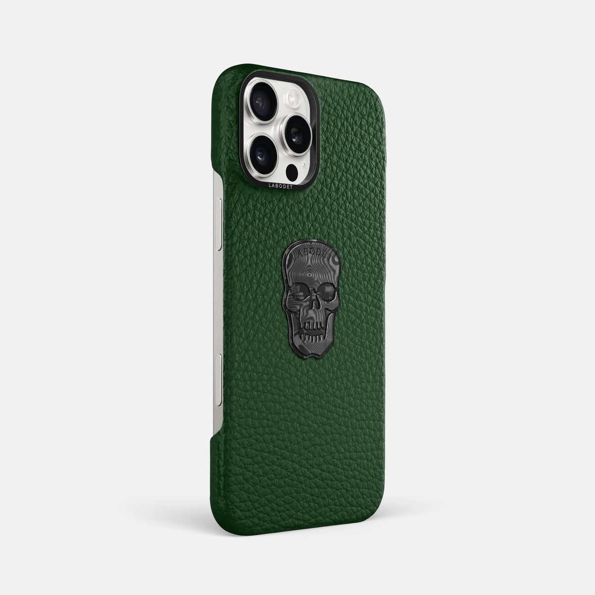 Dark Green iPhone 16 Pro Max Classic Case Calf with Black Metal -2 | Dark-Green-Black
