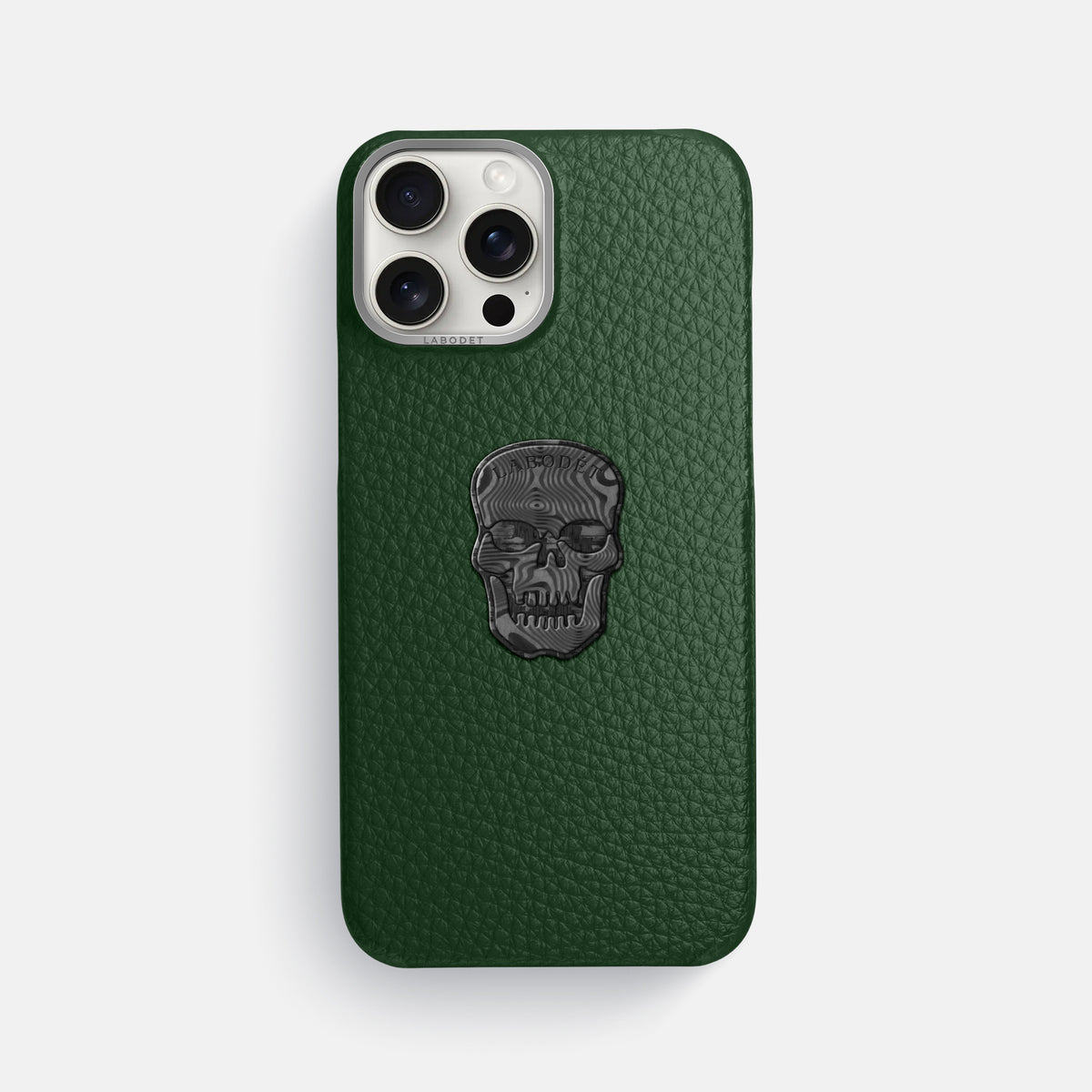 Dark Green iPhone 16 Pro Max Classic Case Calf with Steel Metal -1 | Dark-Green-Steel