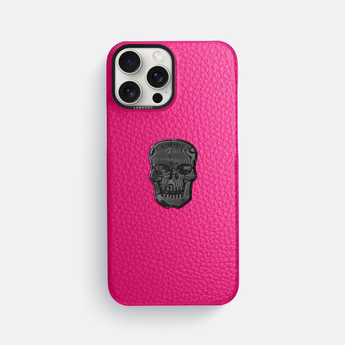 Magenta iPhone 16 Pro Max Classic Case Calf with Black Metal -1 | Magenta-Black
