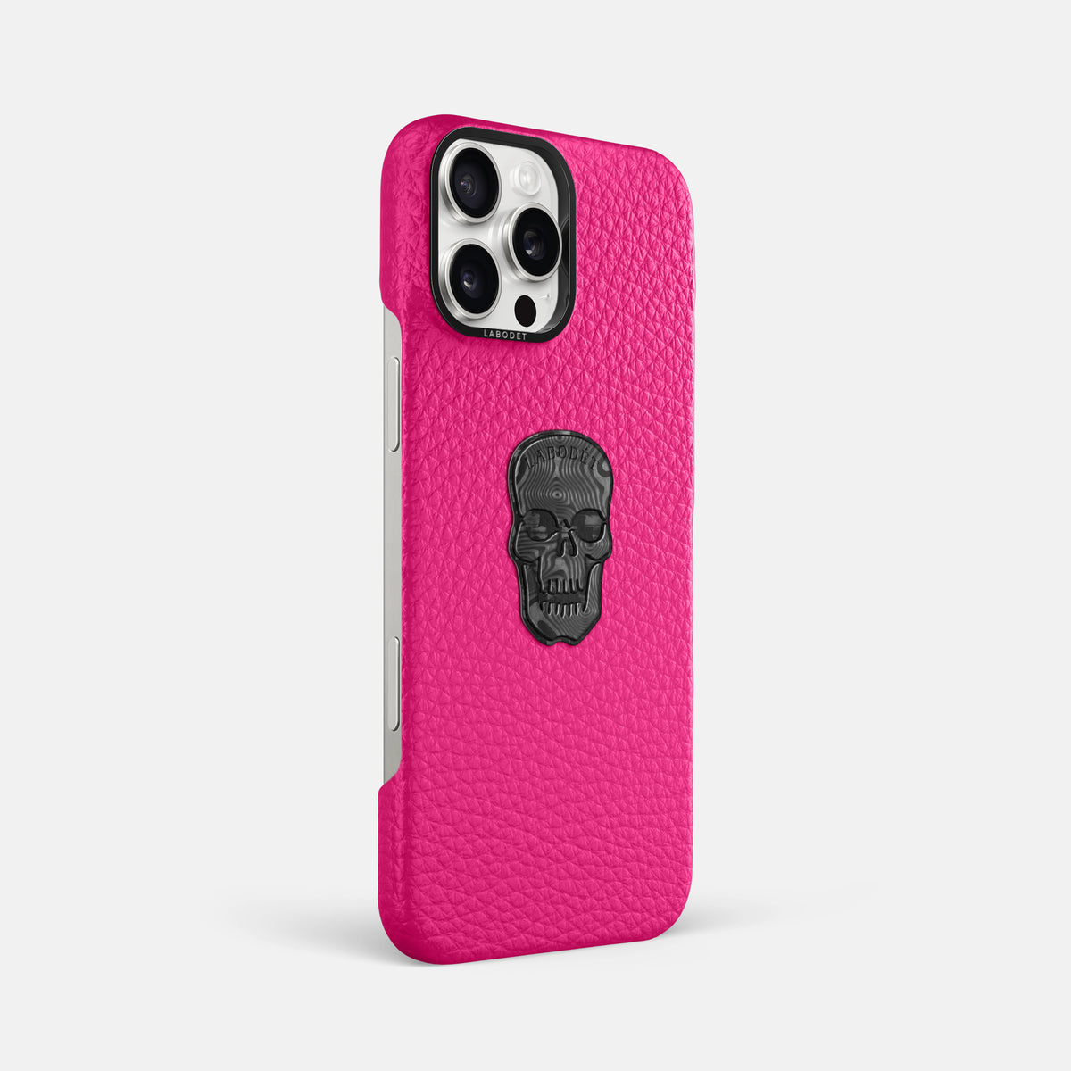 Magenta iPhone 16 Pro Max Classic Case Calf with Black Metal -2 | Magenta-Black