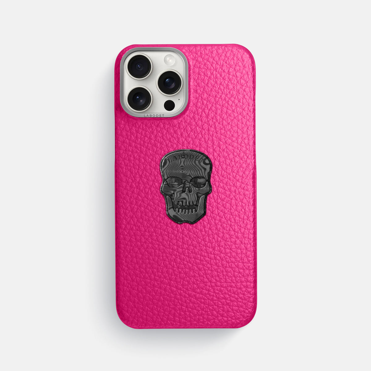 Magenta iPhone 16 Pro Max Classic Case Calf with Steel Metal -1 | Magenta-Steel