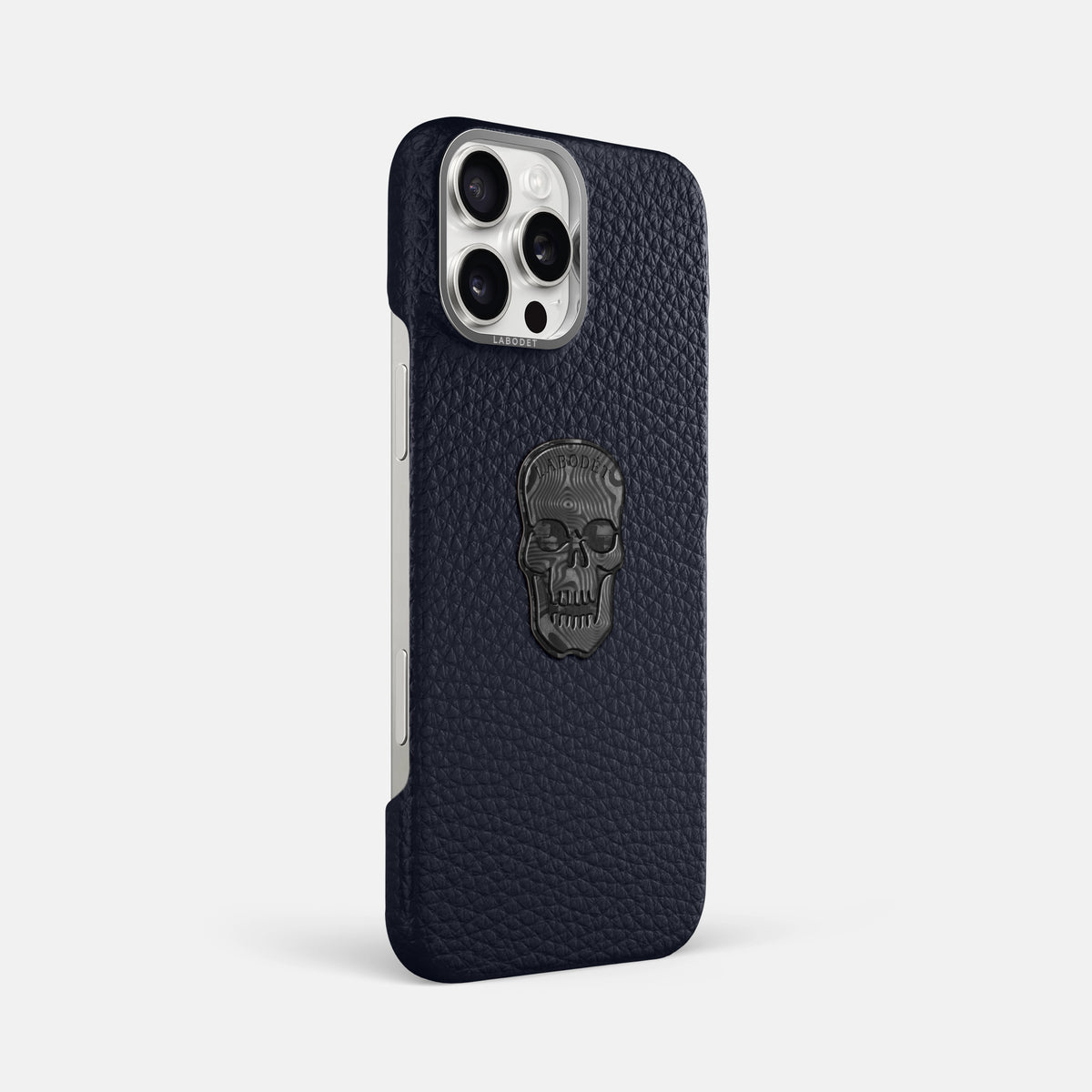 Marine iPhone 16 Pro Max Classic Case Calf with Steel Metal -2 | Marine-Steel