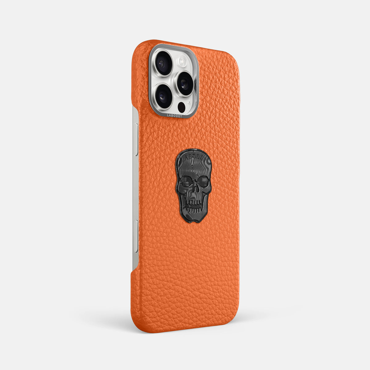 Orange iPhone 16 Pro Max Classic Case Calf with Steel Metal -2 | Orange-Steel