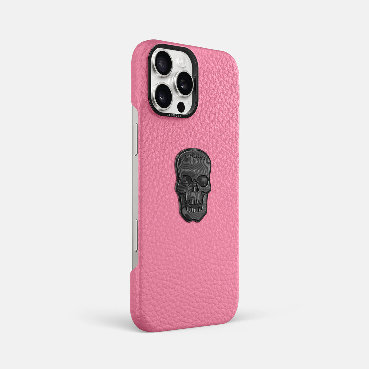 Pink iPhone 16 Pro Max Classic Case Calf with Black Metal -2 | Pink-Black