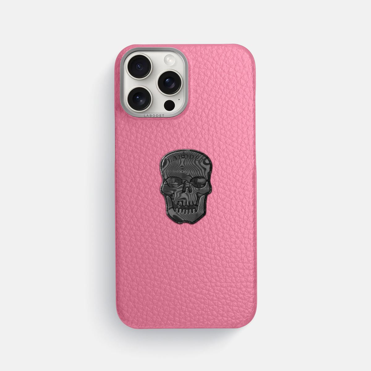Pink iPhone 16 Pro Max Classic Case Calf with Steel Metal -1 | Pink-Steel