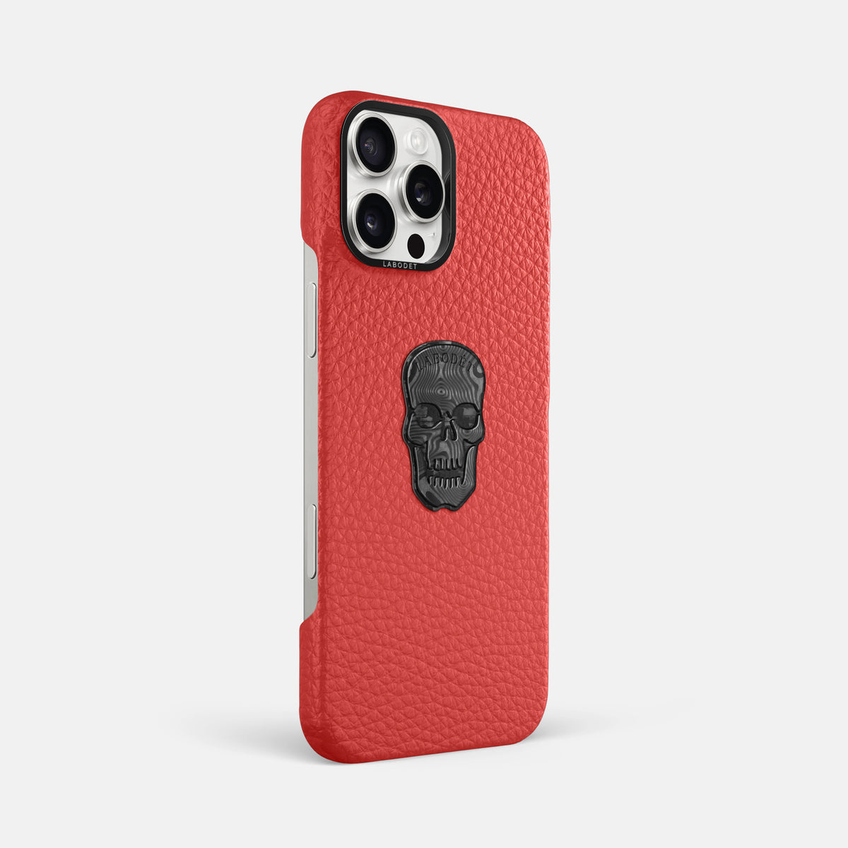 Red iPhone 16 Pro Max Classic Case Calf with Black Metal -2 | Red-Black