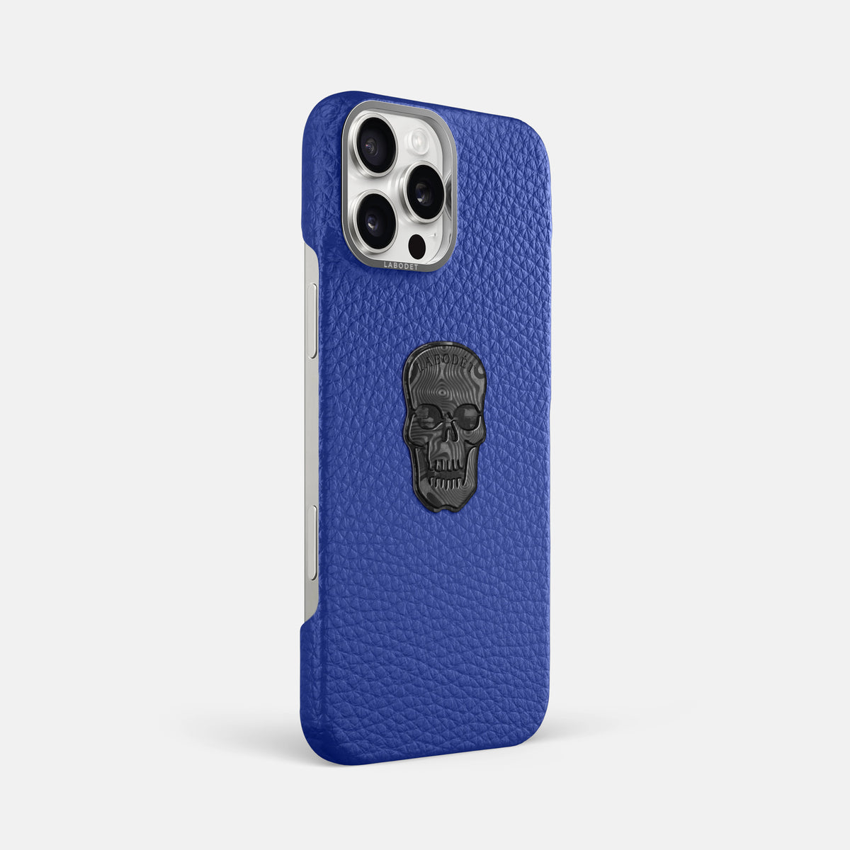 Royal Blue iPhone 16 Pro Max Classic Case Calf with Steel Metal -2 | Royal-Blue-Steel