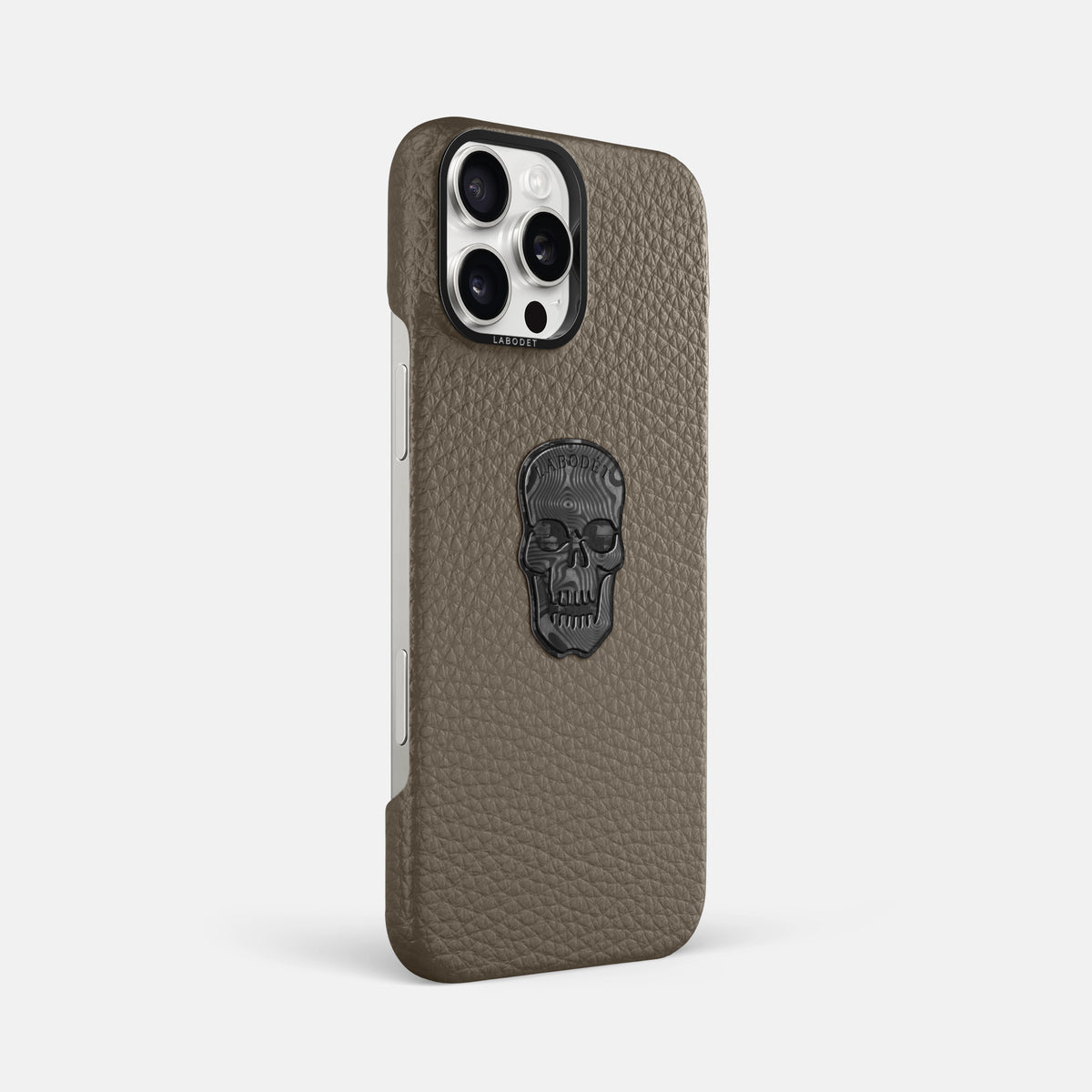 Taupe iPhone 16 Pro Max Classic Case Calf with Black Metal -2 | Taupe-Black