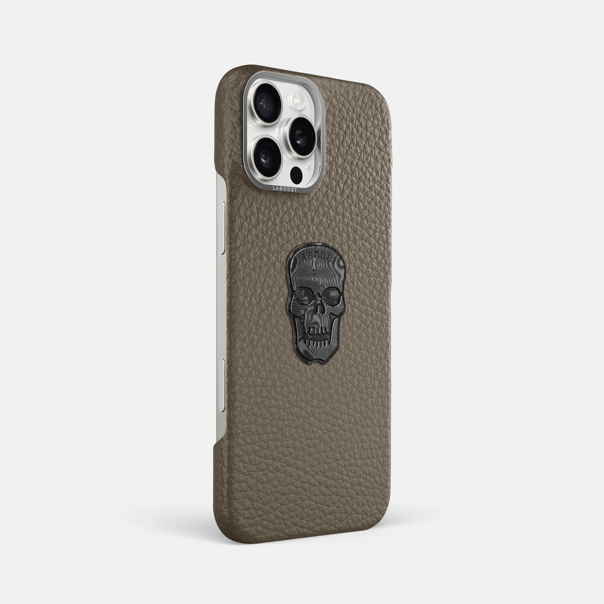 Taupe iPhone 16 Pro Max Classic Case Calf with Steel Metal -2 | Taupe-Steel