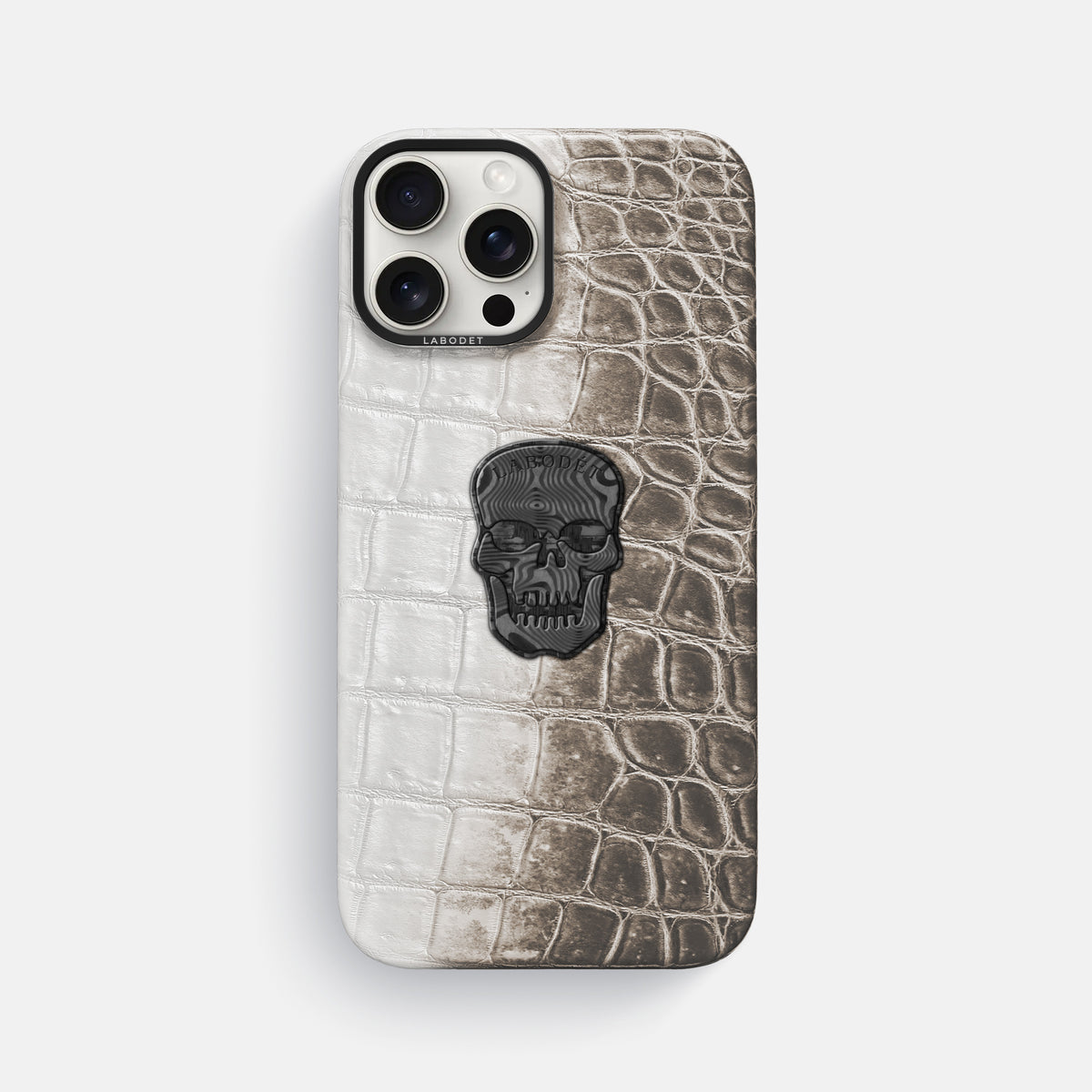 Dark iPhone 16 Pro Max Classic Case Himalayan Crocodile with Black Metal -1 | Dark-Black