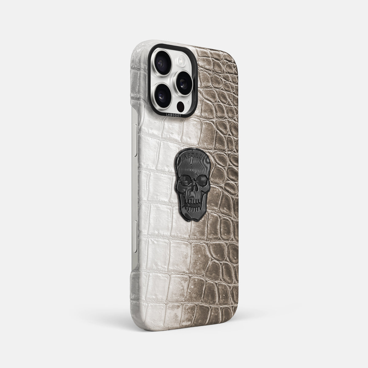 Dark iPhone 16 Pro Max Classic Case Himalayan Crocodile with Black Metal -2 | Dark-Black