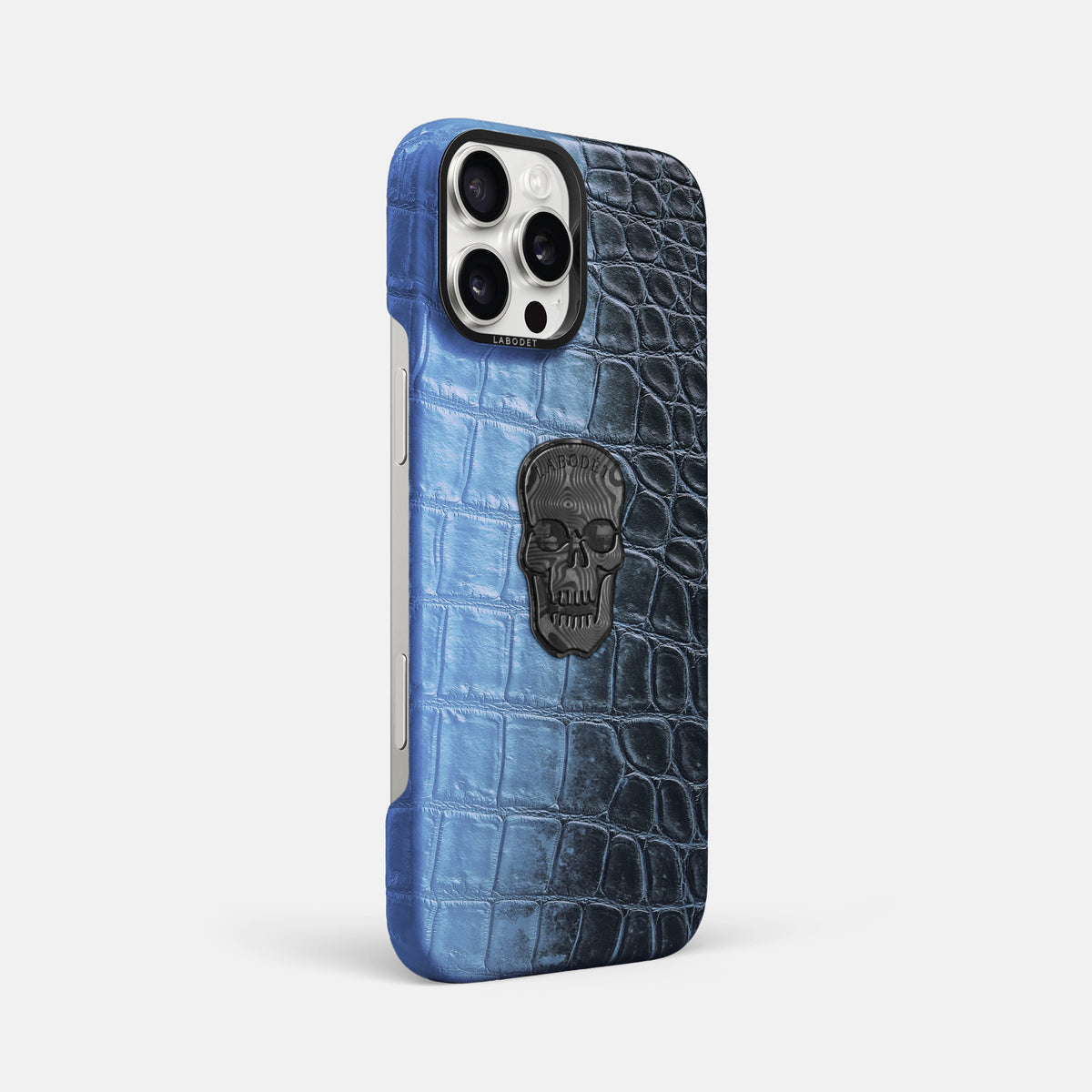 Lavender iPhone 16 Pro Max Classic Case Himalayan Crocodile with Black Metal -2 | Lavender-Black